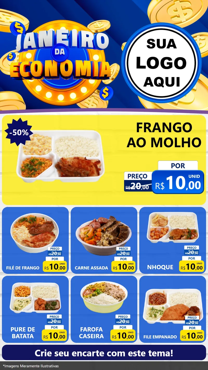 Modelo de Rede Social para Stories com o tema Janeiro da Economia para Restaurante