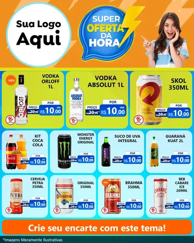 Modelo de Rede Social para Feed Instagram com o tema Super Oferta da Hora para Distribuidora de bebidas