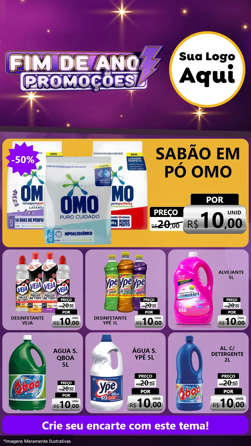 Modelo de Rede Social para Stories com o tema Fim de Ano Promoções para Produtos de Limpeza