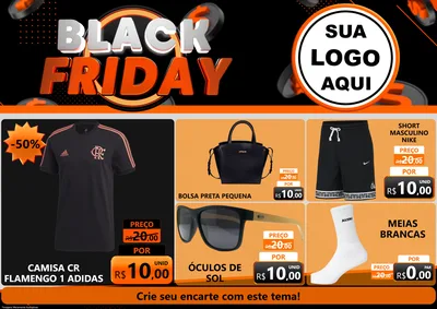 Modelo de Encarte para Encarte A4 Horizontal com o tema Black Friday para Roupas e acessórios