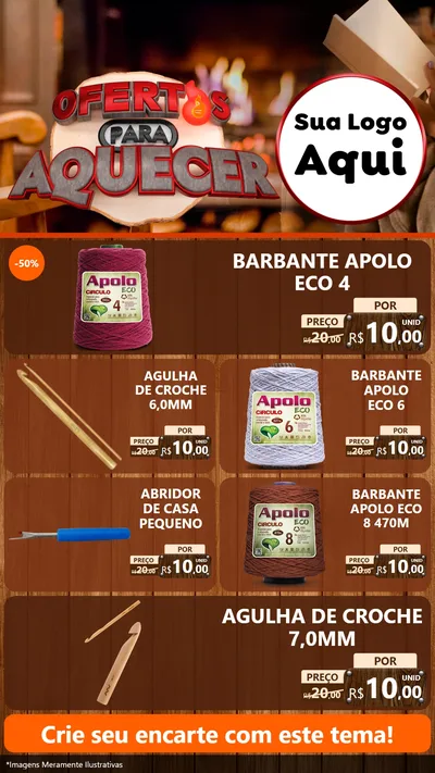 Modelo de TV para TV Vertical com o tema Ofertas Para Aquecer para Armarinho e Aviamentos