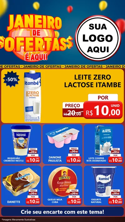 Modelo de Rede Social para Stories com o tema Janeiro de Ofertas É Aqui! para Frios e Laticínios
