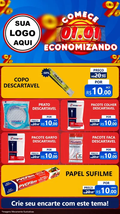 Modelo de TV para TV Vertical com o tema Comece 1º de Janeiro Economizando para Embalagens
