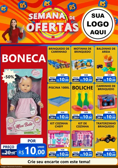 Modelo de Encarte para Encarte A4 Vertical com o tema Semana de Ofertas para Brinquedos