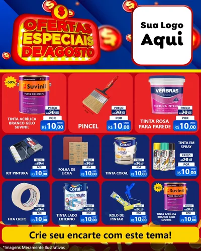 Modelo de Rede Social para Feed Instagram com o tema Ofertas Especiais de Agosto para Tintas e Ferramentas