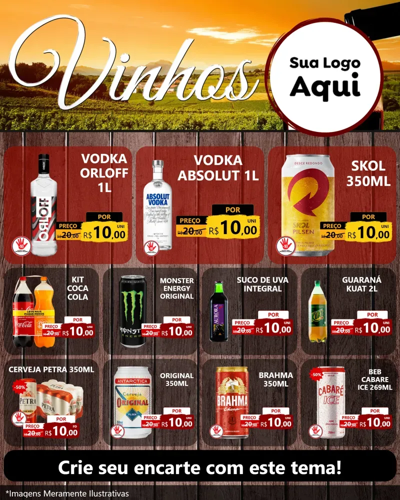 Modelo de Rede Social para Feed Instagram com o tema Vinhos para Distribuidora de bebidas