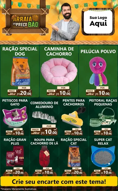 Modelo de Encarte para Encarte Grande com o tema Arraiá do preço bão para Pet Shop