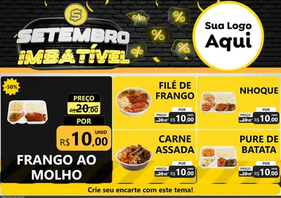 Modelo de Encarte para Encarte A4 Horizontal com o tema Setembro Imbatível para Restaurante