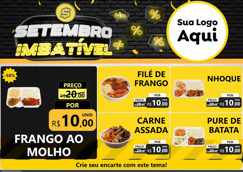 Modelo de Encarte para Encarte A4 Horizontal com o tema Setembro Imbatível para Restaurante