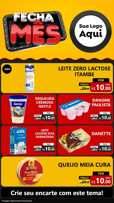 Modelo de TV para TV Vertical com o tema Fecha Mês para Frios e Laticínios