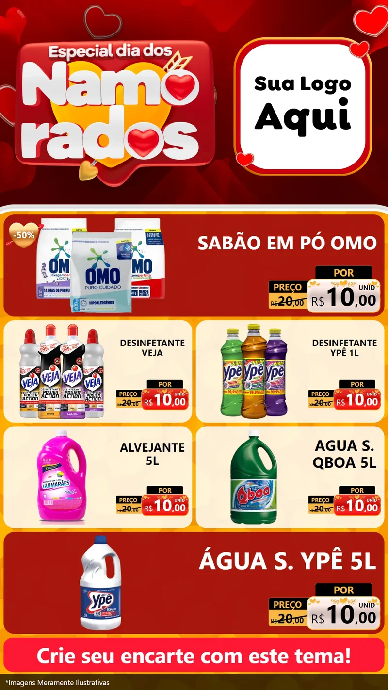Modelo de TV para TV Vertical com o tema Especial Dia dos Namorados para Produtos de Limpeza