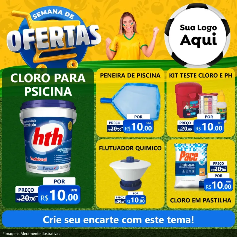 Modelo de Rede Social para Feed Facebook com o tema Semana de Ofertas - Copa para Produtos para Piscina