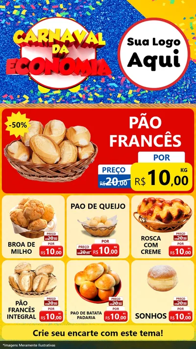 Modelo de Rede Social para Stories com o tema Carnaval da Economia para Padaria