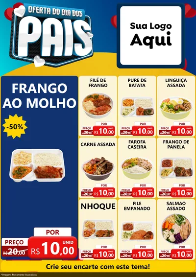 Modelo de Encarte para Encarte A4 Vertical com o tema Oferta Do Dia Dos Pais para Restaurante