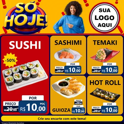 Modelo de Rede Social para Feed Facebook com o tema Só Hoje! para Comida japonesa