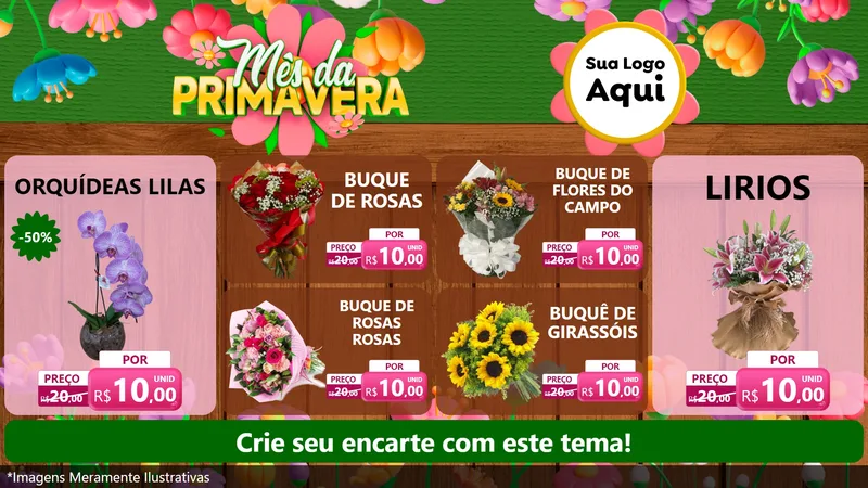 Modelo de TV para TV Horizontal com o tema Mês da Primavera para Floricultura e jardim
