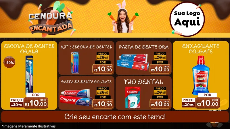 Modelo de TV para TV Horizontal com o tema Cenoura Encantada - Páscoa para Higiene Pessoal