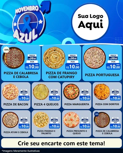 Modelo de Rede Social para Feed Instagram com o tema Novembro Azul para Pizzaria