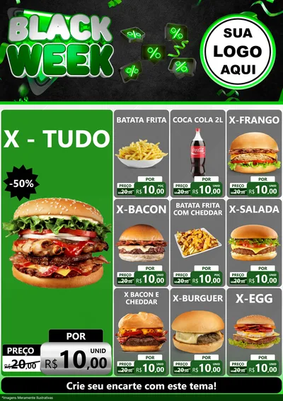 Modelo de Encarte para Encarte A4 Vertical com o tema Black Week para Hamburgueria
