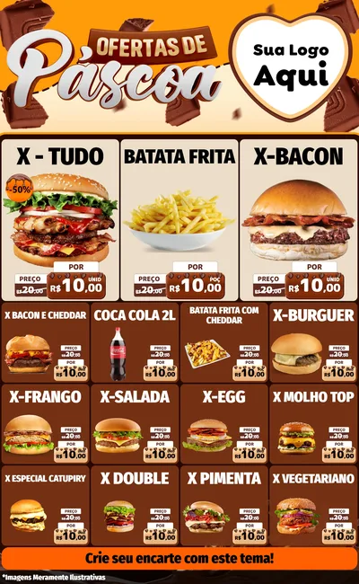 Modelo de Encarte para Encarte Grande com o tema Ofertas de Páscoa para Hamburgueria