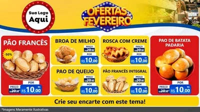 Modelo de TV para TV Horizontal com o tema Ofertas de Fevereiro para Padaria
