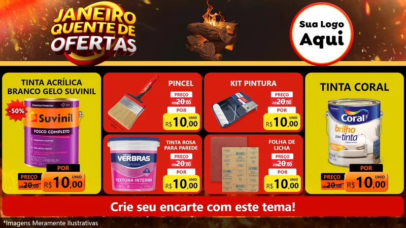 Modelo de TV para TV Horizontal com o tema Janeiro Quente de Ofertas para Tintas e Ferramentas