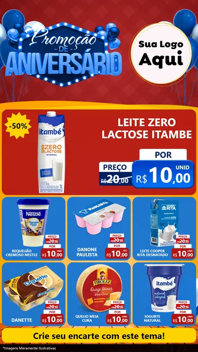 Modelo de Rede Social para Stories com o tema Promoção de Aniversário para Frios e Laticínios