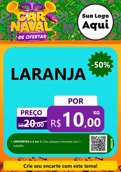 Modelo de Cartaz para Cartaz A4 Vertical com o tema Carnaval de Ofertas para Hortifrúti