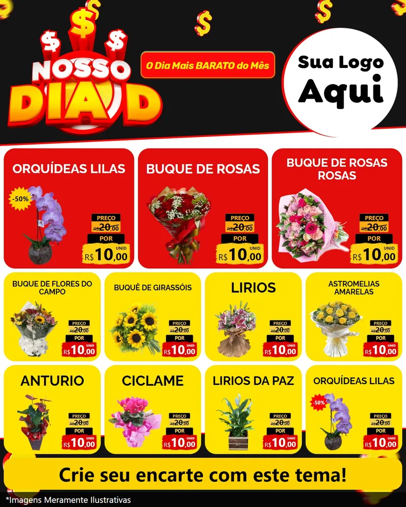 Modelo de Rede Social para Feed Instagram com o tema Nosso Dia D para Floricultura e jardim