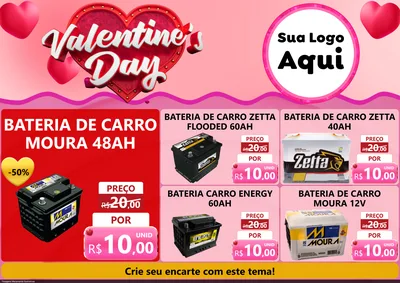 Modelo de Encarte para Encarte A4 Horizontal com o tema Valentine's Day para Baterias Elétricas