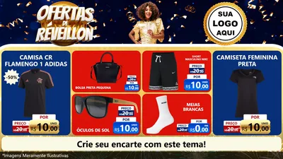 Modelo de TV para TV Horizontal com o tema Ofertas de Réveillon para Roupas e acessórios