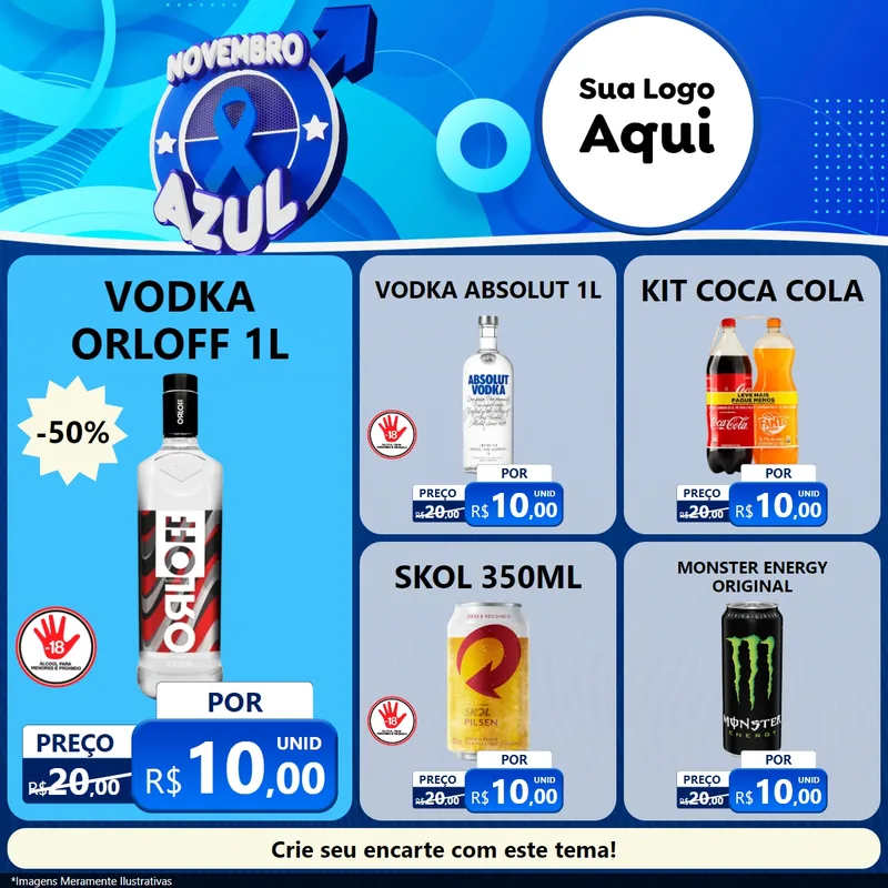 Modelo de Rede Social para Feed Facebook com o tema Novembro Azul para Distribuidora de bebidas