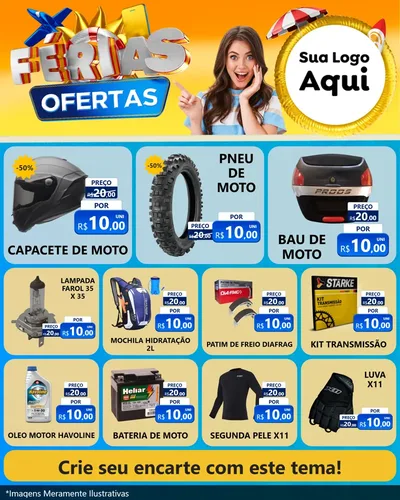 Modelo de Rede Social para Feed Instagram com o tema Ofertas - Férias para Moto peças