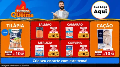 Modelo de TV para TV Horizontal com o tema Semana Queima de Estoque para Peixaria
