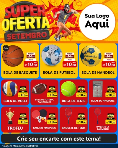 Modelo de Rede Social para Feed Instagram com o tema Super Oferta Setembro para Artigos Esportivos