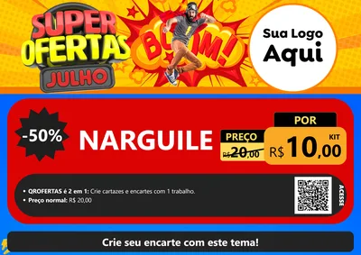 Modelo de Cartaz para Cartaz A4 Horizontal com o tema Super Ofertas Julho para Tabacaria