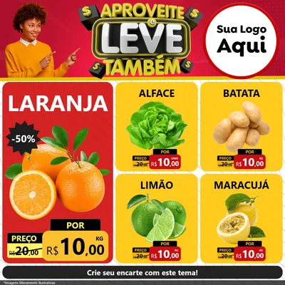 Modelo de Rede Social para Feed Facebook com o tema Aproveite e Leve Também para Hortifrúti