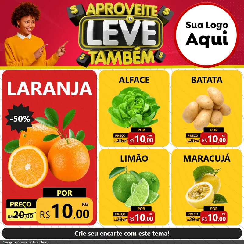 Modelo de Rede Social para Feed Facebook com o tema Aproveite e Leve Também para Hortifrúti