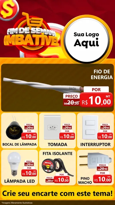 Modelo de Rede Social para Stories com o tema Fim de Semana Imbatível para Materiais Elétricos