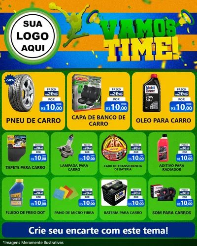 Modelo de Rede Social para Feed Instagram com o tema Vamos Time! para Auto peças