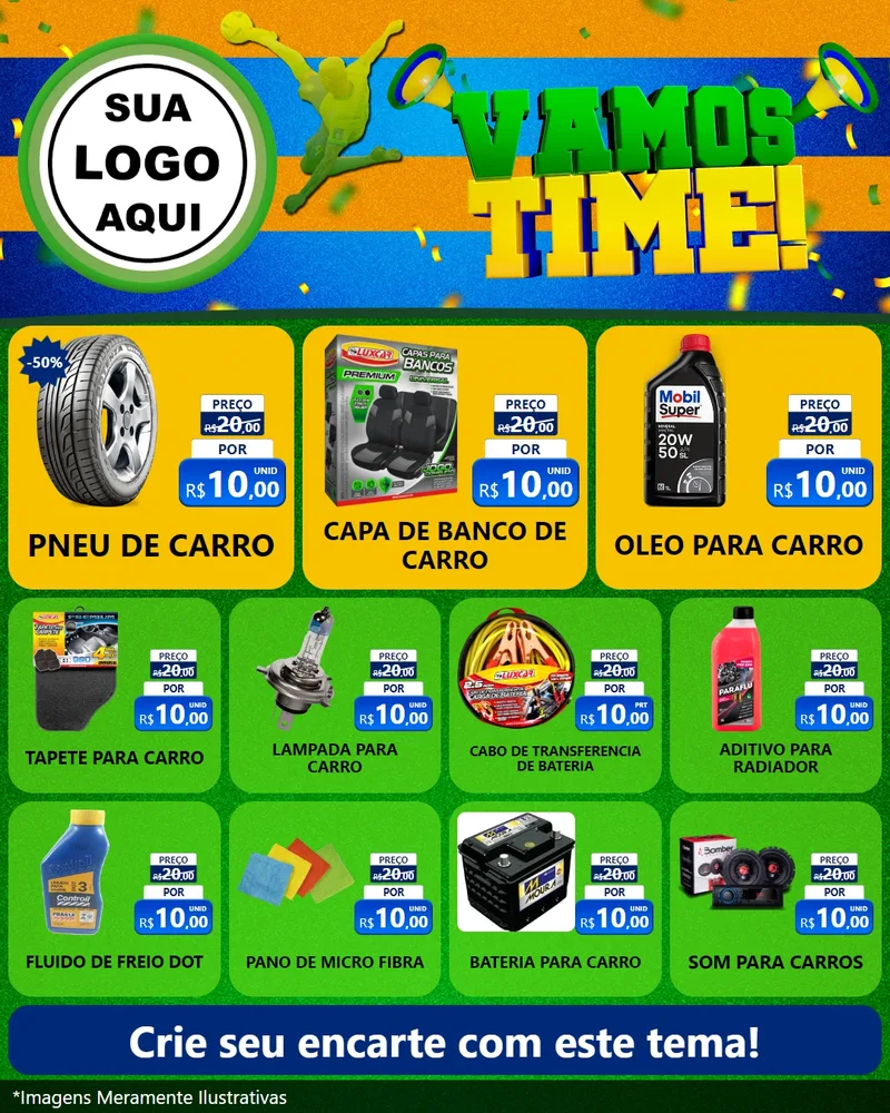 Modelo de Rede Social para Feed Instagram com o tema Vamos Time! para Auto peças