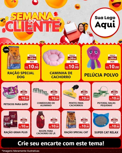 Modelo de Rede Social para Feed Instagram com o tema Semana do Cliente para Pet Shop