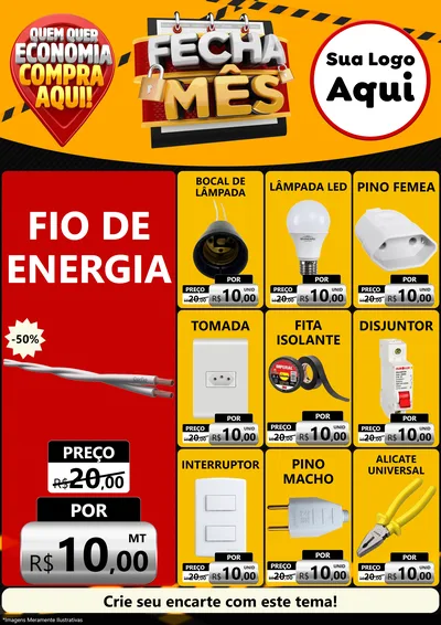 Modelo de Encarte para Encarte A4 Vertical com o tema Fecha Mês para Materiais Elétricos
