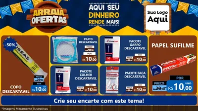 Modelo de TV para TV Horizontal com o tema Arraiá de Ofertas - Junina para Embalagens