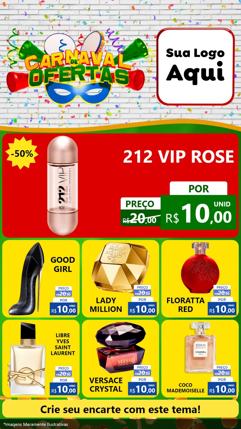 Modelo de Rede Social para Stories com o tema Carnaval de Ofertas para Perfumes