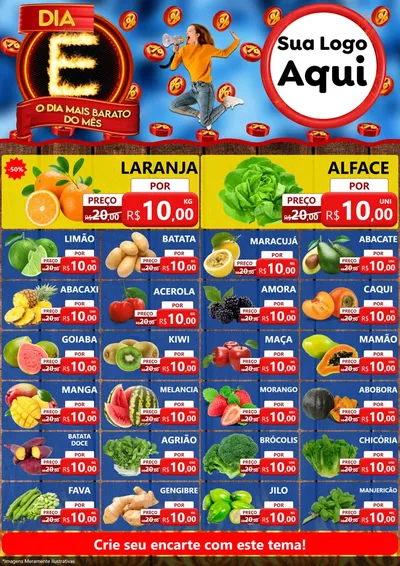 Modelo de Encarte para Encarte A4 Vertical com o tema Dia E - O Dia Mais Barato Do Mês para Hortifrúti