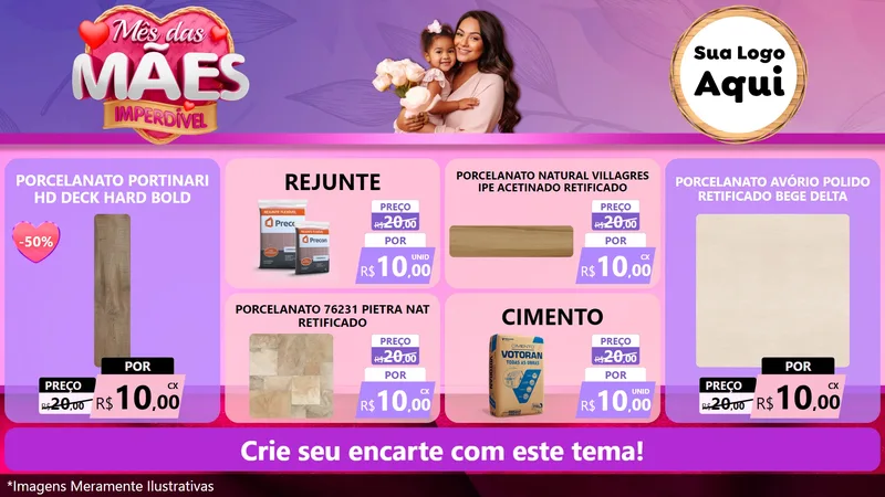 Modelo de TV para TV Horizontal com o tema Mês das Mães Imperdível para Pisos e revestimentos