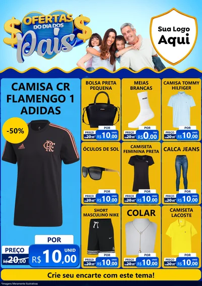 Modelo de Encarte para Encarte A4 Vertical com o tema Ofertas do Dia dos Pais para Roupas e acessórios