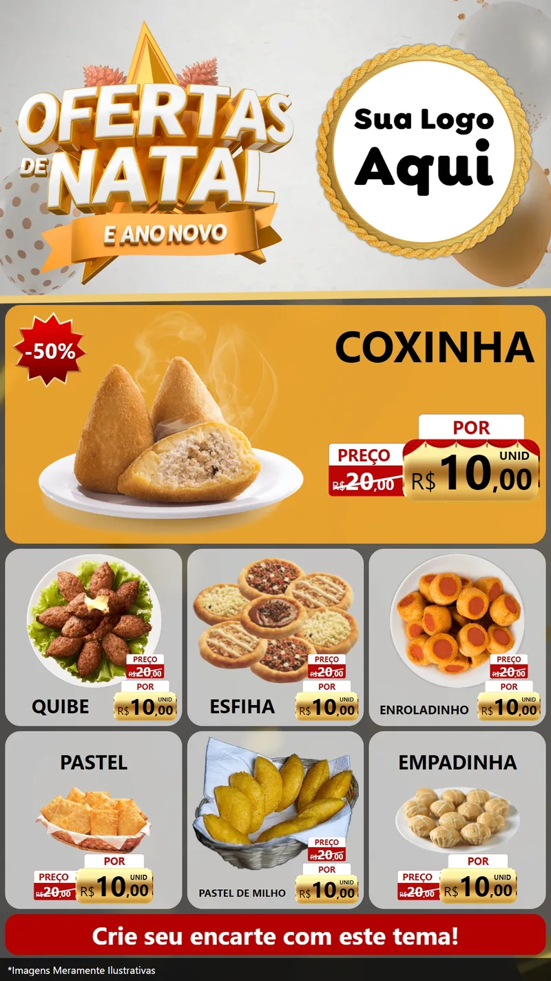 Modelo de Rede Social para Stories com o tema Ofertas De Natal E Ano Novo para Salgadaria