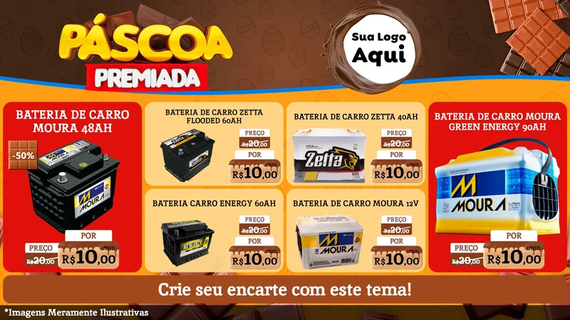 Modelo de TV para TV Horizontal com o tema Páscoa Premiada para Baterias Elétricas